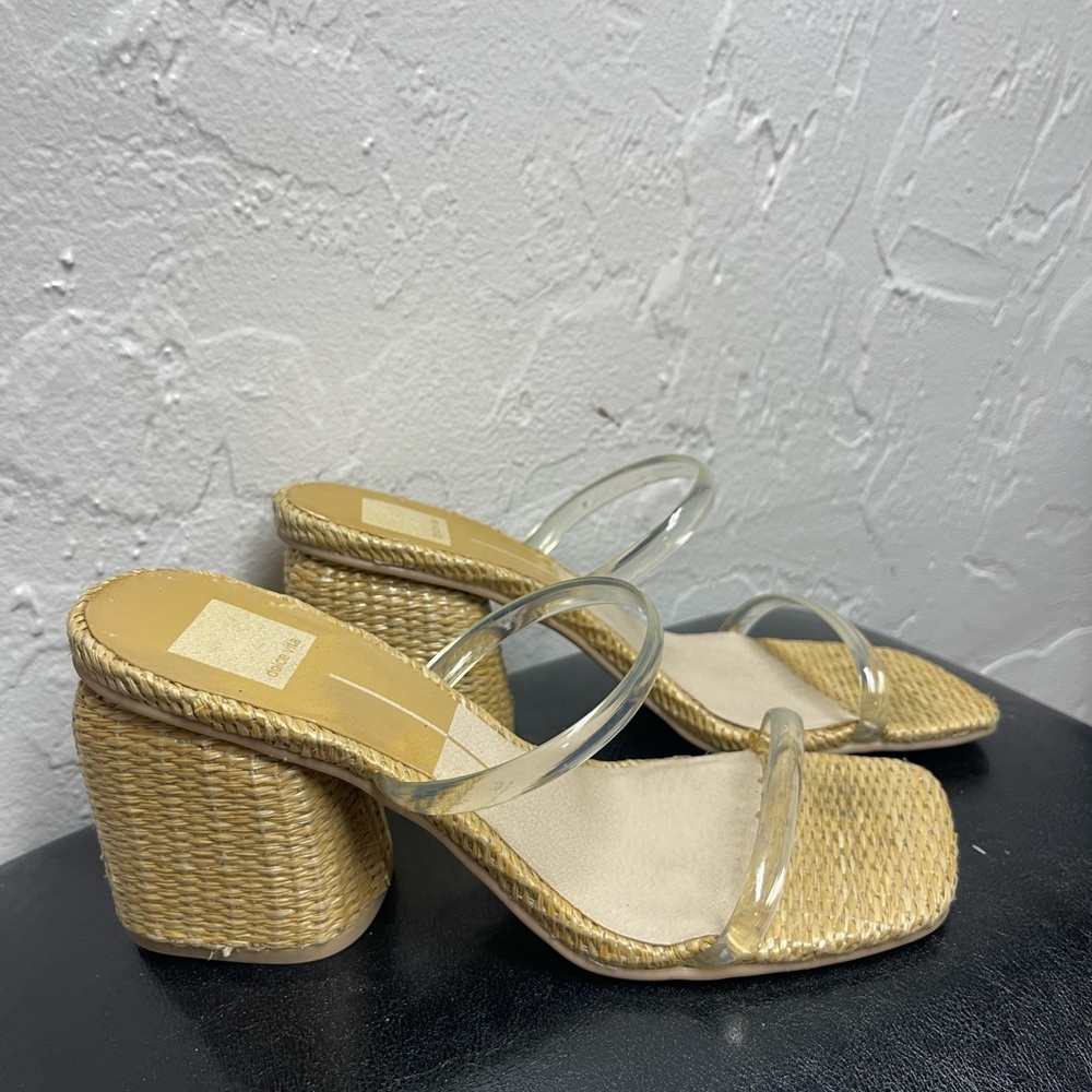 Dolce Vita clear Strap Woven Heel Sandals - Picture 2 of 7
